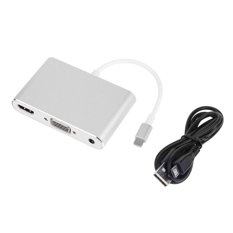 HDMI VGA Audio Adapter Aluminium Alloy L Port Video Audio Converter with USB Cable 1080P HDMI VGA Connector For Apple - ebowsos