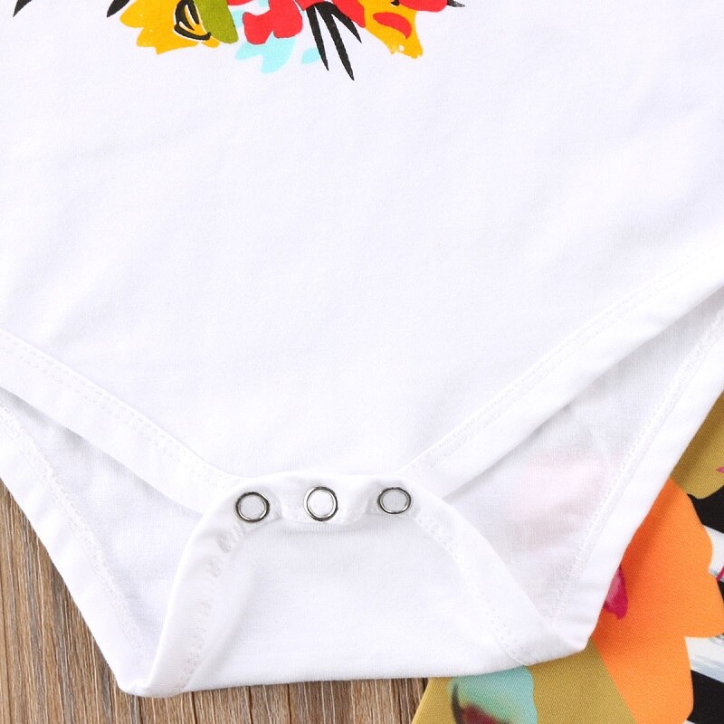 HELLO WORLD Newborn Kids Baby Girls Hello World Floral Hoop Romper Tops Pants Outfit Clothes - ebowsos