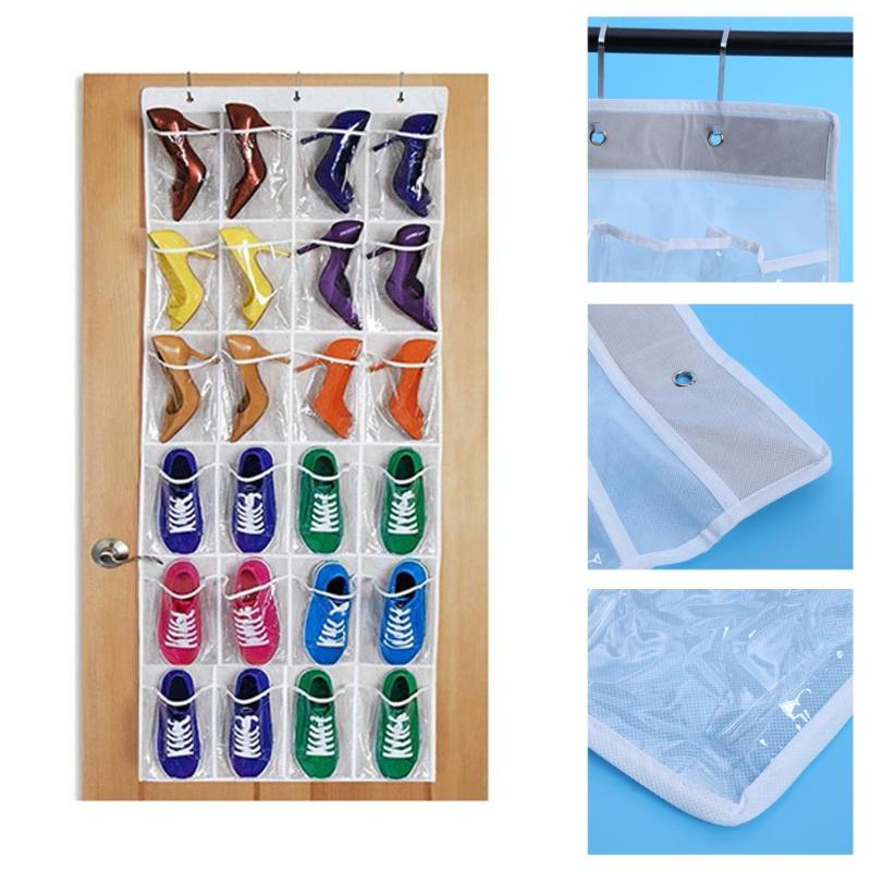 HJ 24 Pockets Over Door Hanging Bag Box Shoes Organize Rack Hanger Storage Box - ebowsos