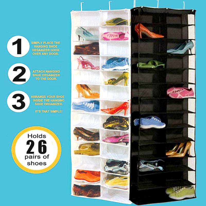 HJ 26 Pockets Over Door Hanging Bag Box Shoes Organize Rack Hanger Storage Box - ebowsos