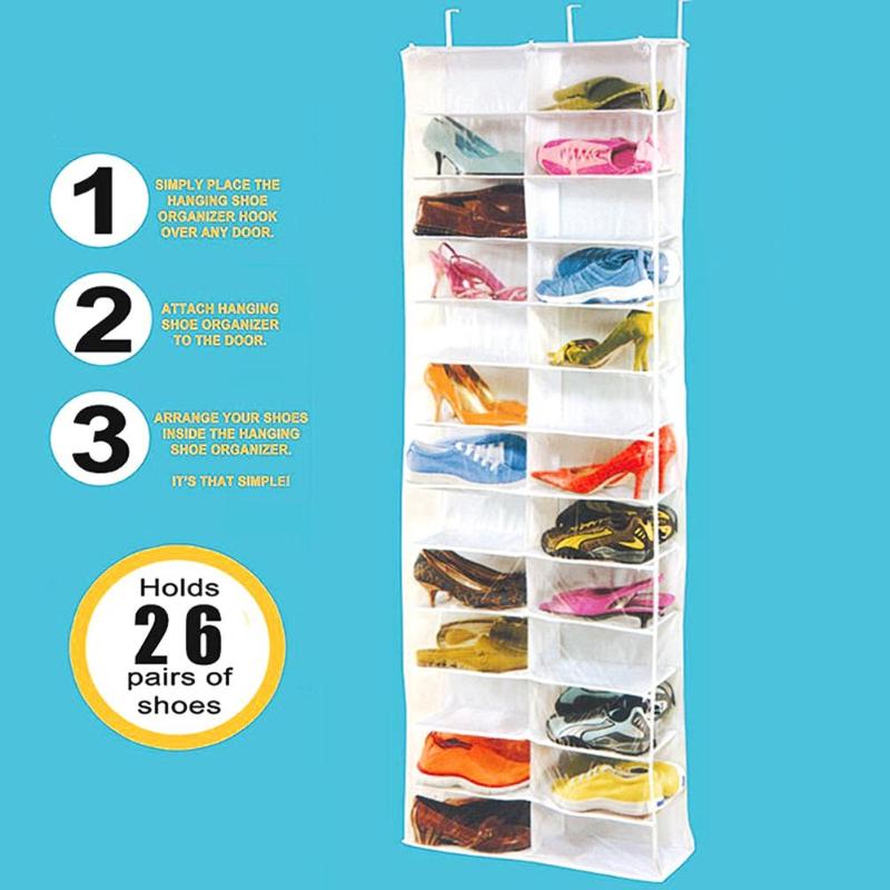 HJ 26 Pockets Over Door Hanging Bag Box Shoes Organize Rack Hanger Storage Box - ebowsos