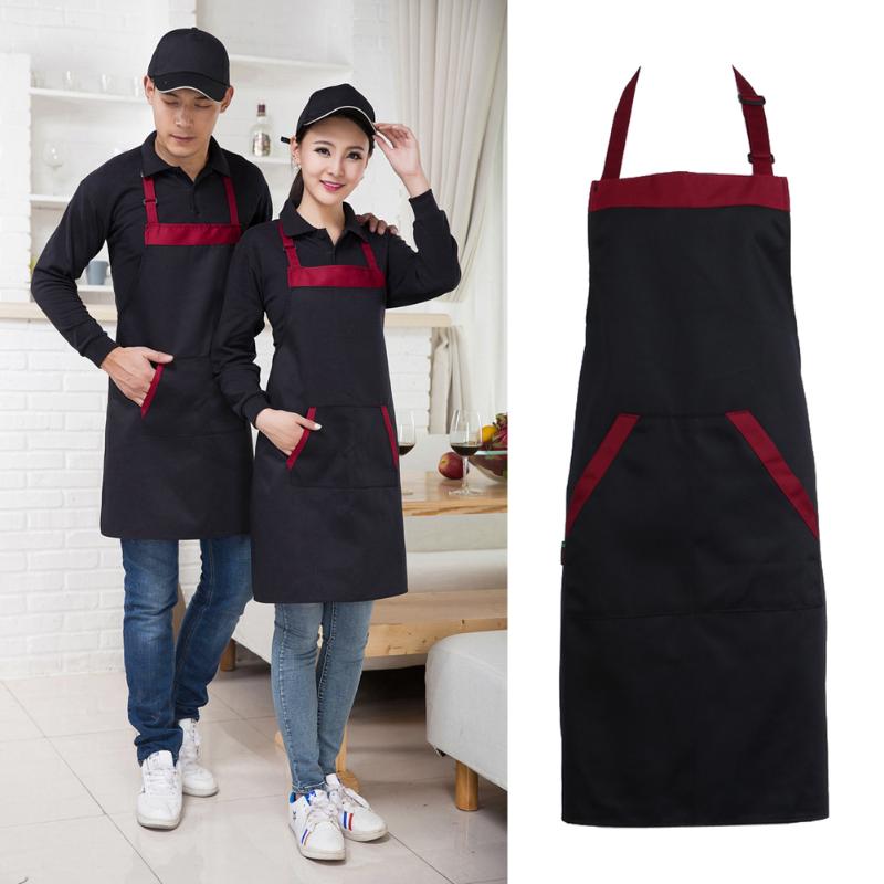 HJ Unisex Halterneck Apron with 2 Pockets Chef Waiter Kitchen Cook Tool - ebowsos