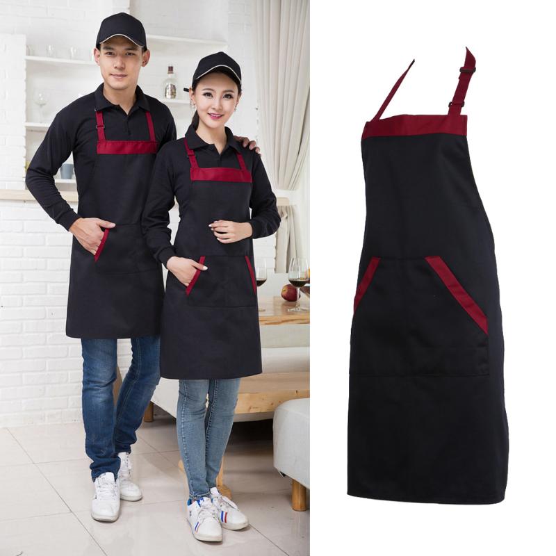 HJ Unisex Halterneck Apron with 2 Pockets Chef Waiter Kitchen Cook Tool - ebowsos