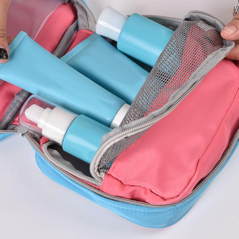 HJ Waterproof Nylon Cosmetic Bag Large Capacity Handbag Toilet Shower Bag Kit - ebowsos