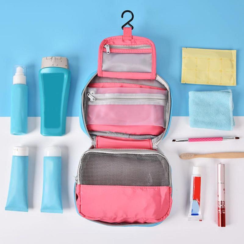 HJ Waterproof Nylon Cosmetic Bag Large Capacity Handbag Toilet Shower Bag Kit - ebowsos