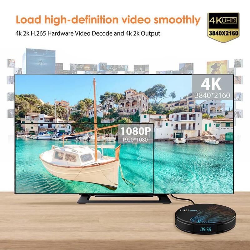 HK1 MAX Android 9.0 TV Box 2G+16G RK3328 Quad Core 2.4G/5G WiFi 4K 3D H.265 Set-top Box Media Player 10/100 standard RJ-45 New - ebowsos