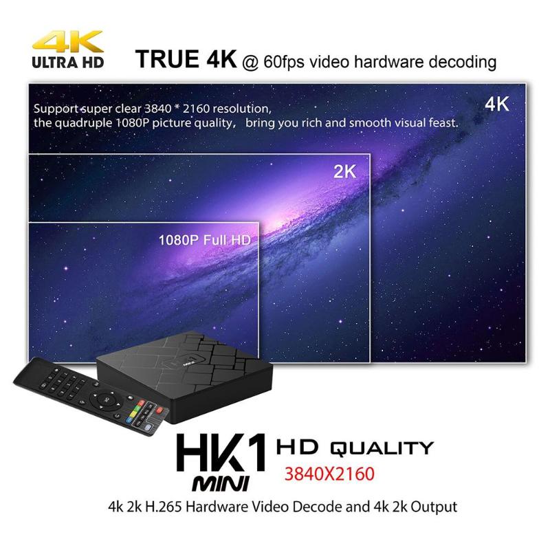 HK1mini Android 8.1 Smart TV Box 2G+16G RK3229 Quad Core 4K 3D H.265 WiFi Set-top Box Media Player With EU/US/UK/AU Plug New - ebowsos