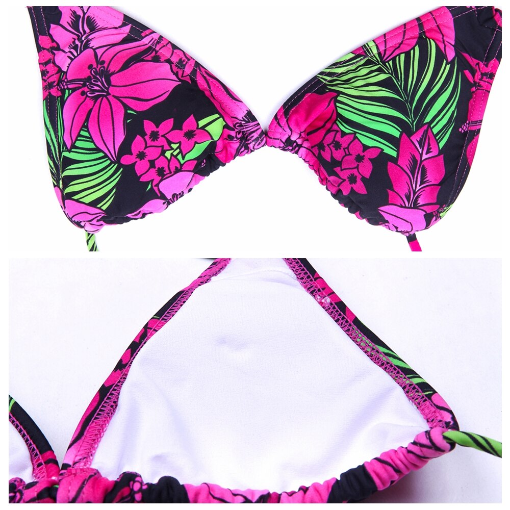 Nylon Lycra Fabric Plus Size Bikini Set Fully Lined Most Popular Floral Bikini Women Swimwear Adjustable Neck - tie Swimsuit - ebowsos