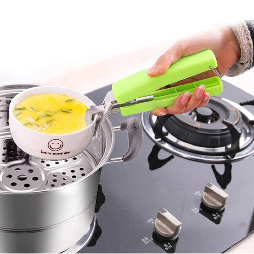 Hot Universal Handheld Anti-Scald Plate Holder Multifunction Stainless Steel Bowl Clip Cute Microwave Oven Kitchen Tool Clamps - ebowsos