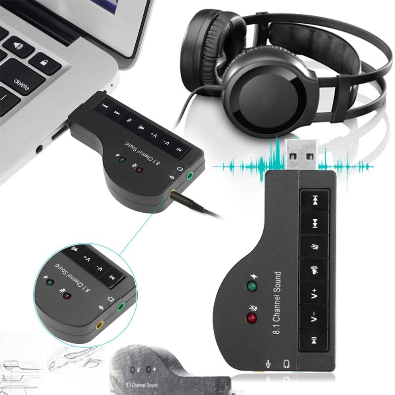 External USB Sound Card Adapter 8.1 Channel 3D Audio Headset Microphone 3.5mm Jack sound cards for PC Laptop - ebowsos