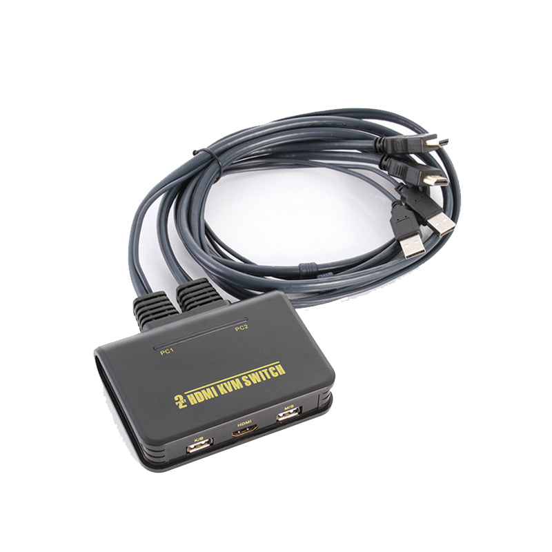 1X2 Port USB HDMI KVM Switch Switcher With Cable For Dual Monitor Keyboard Mouse - ebowsos