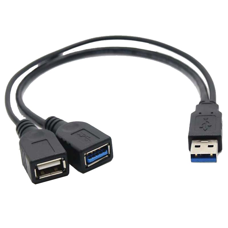 USB 3.0 Male to Dual USB Female Extra Power Data Y Extension Cable for 2.5" Mobile Hard Disk 30CM - ebowsos