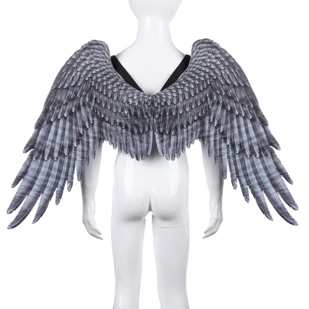 Halloween Boy Girl Child Black White Angel Wings Halloween Angel Wing Unisex Multi-Purpose Creative Costume Wing Party Prop-ebowsos