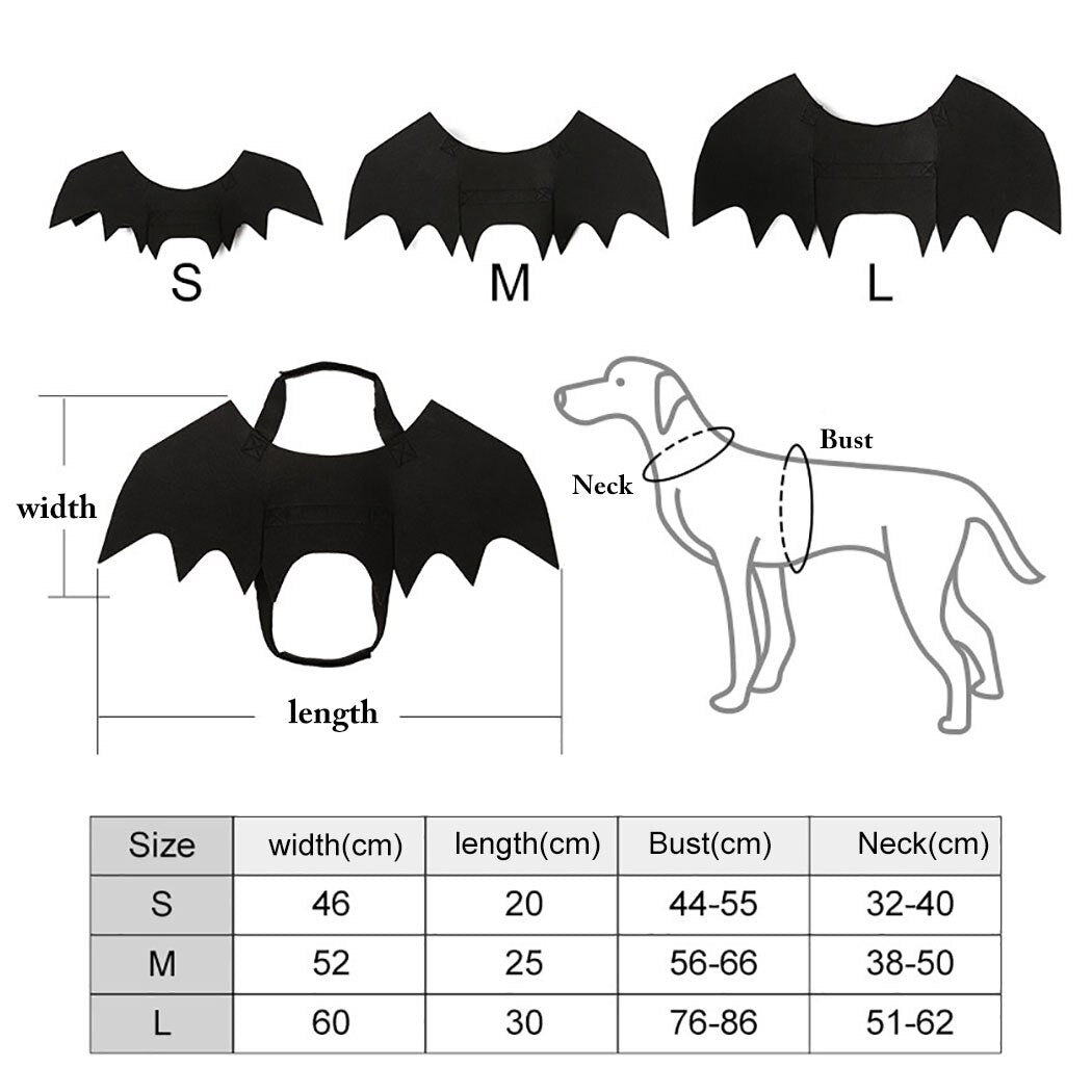 Halloween Funny Black Pet Costume Bat Wings Cat Costume Dog Costume For Party Cosplay Multiple Sizes Can Choose-ebowsos