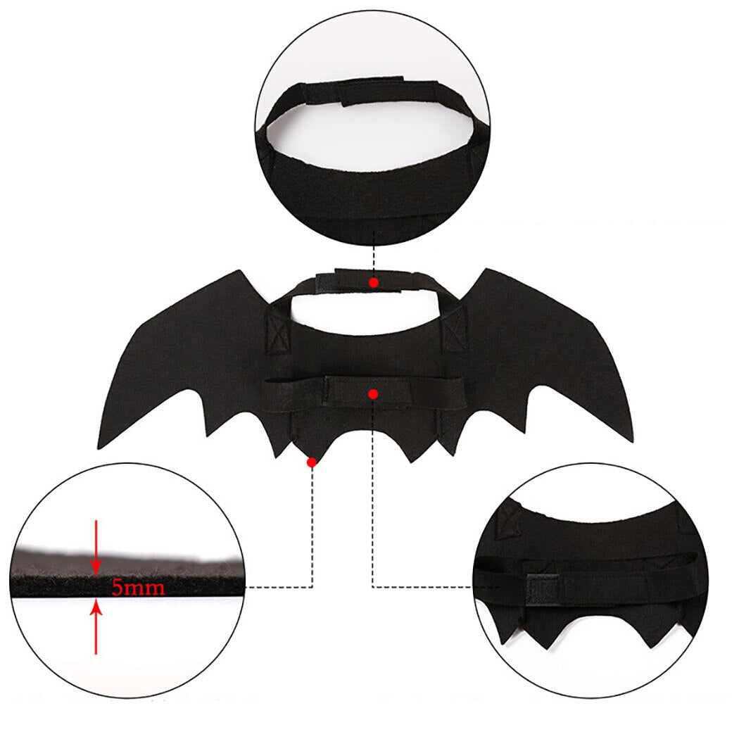 Halloween Funny Black Pet Costume Bat Wings Cat Costume Dog Costume For Party Cosplay Multiple Sizes Can Choose-ebowsos