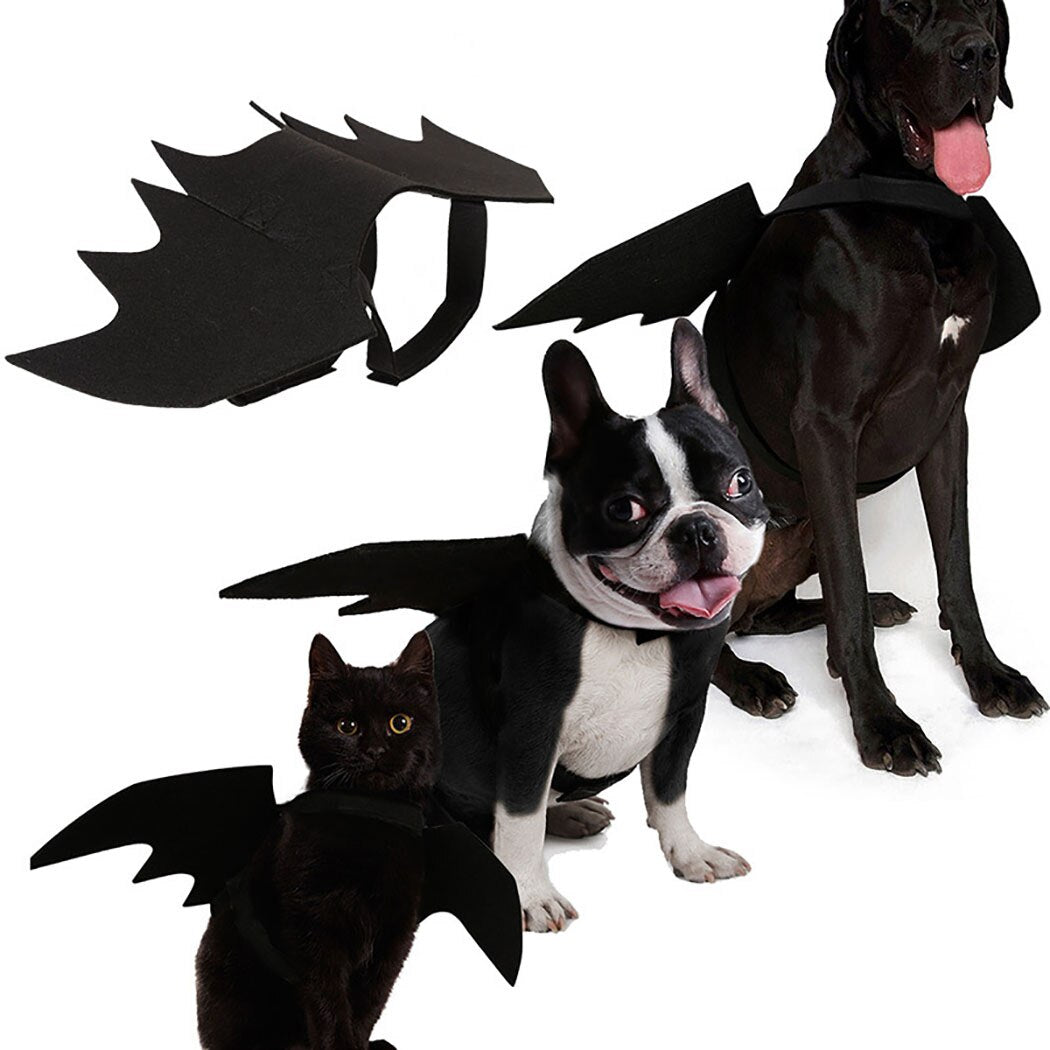 Halloween Funny Black Pet Costume Bat Wings Cat Costume Dog Costume For Party Cosplay Multiple Sizes Can Choose-ebowsos