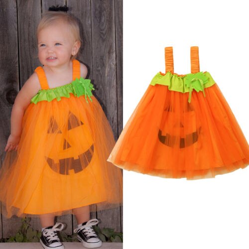 Halloween Kids Baby Flower Girls Sleeveless Dresses Party Halloween Lace Dress Tutu Dress Sundress Formal - ebowsos