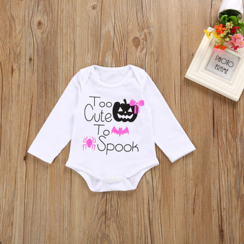 Halloween Newborn Baby Girls Outfit Clothes Long Sleeve Romper + pumpkin Pant +Hat +Headband 4pcs set Baby Clothing - ebowsos