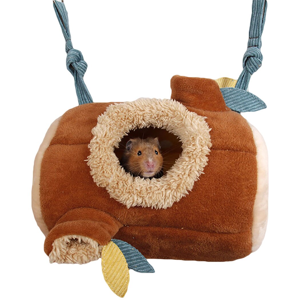 Hamster Bed Tree Stump Shape Warm Winter Mole Tunnel Small Animal Hanging Bed Hamster Nest Pet Household Supplies-ebowsos