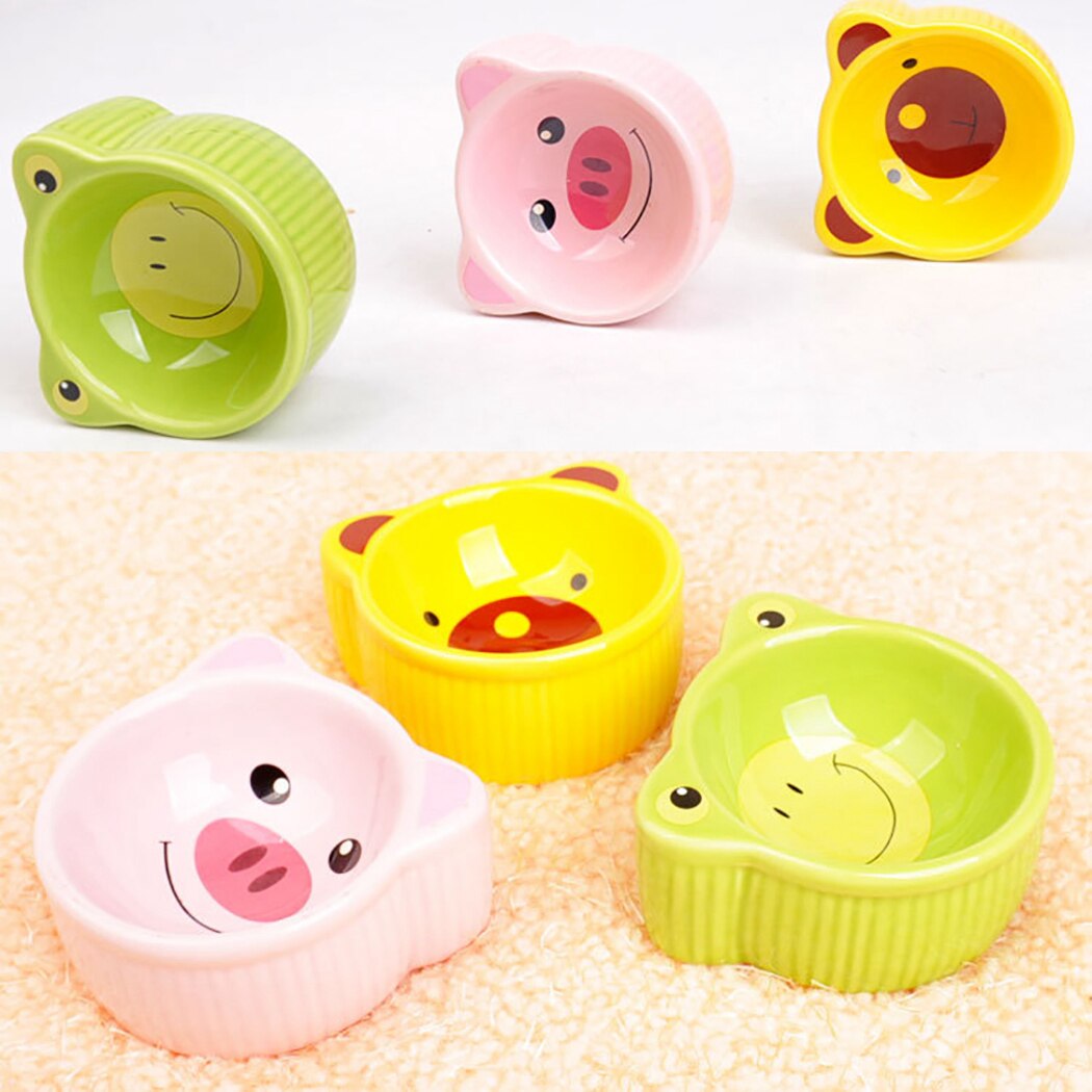 Hamster Ceramic Bowl Cute Animal Head Food Bowl Anti-Overturn Ceramic Food Bowl Supplies Food & Water Bowl For Small Animals-ebowsos