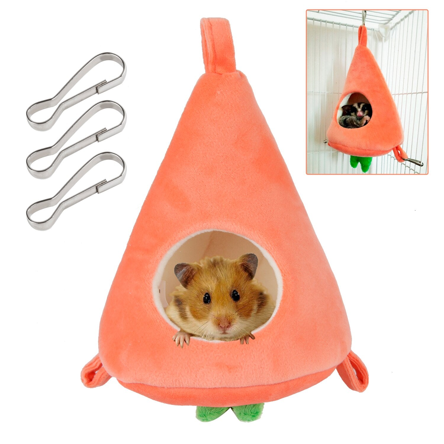 Hamster Hanging House Cage Sleeping Nest Pet Bed Rat Hamster Toys Cage Swing Pet Cute Carrot Design Small Animals-ebowsos