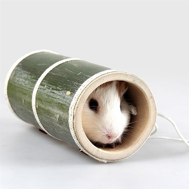 Hamster Toy Natural Bamboo Hamster House Tunnel Tube Toy For Mouse Hamster Small Pet Nest Hideout Bed House-ebowsos