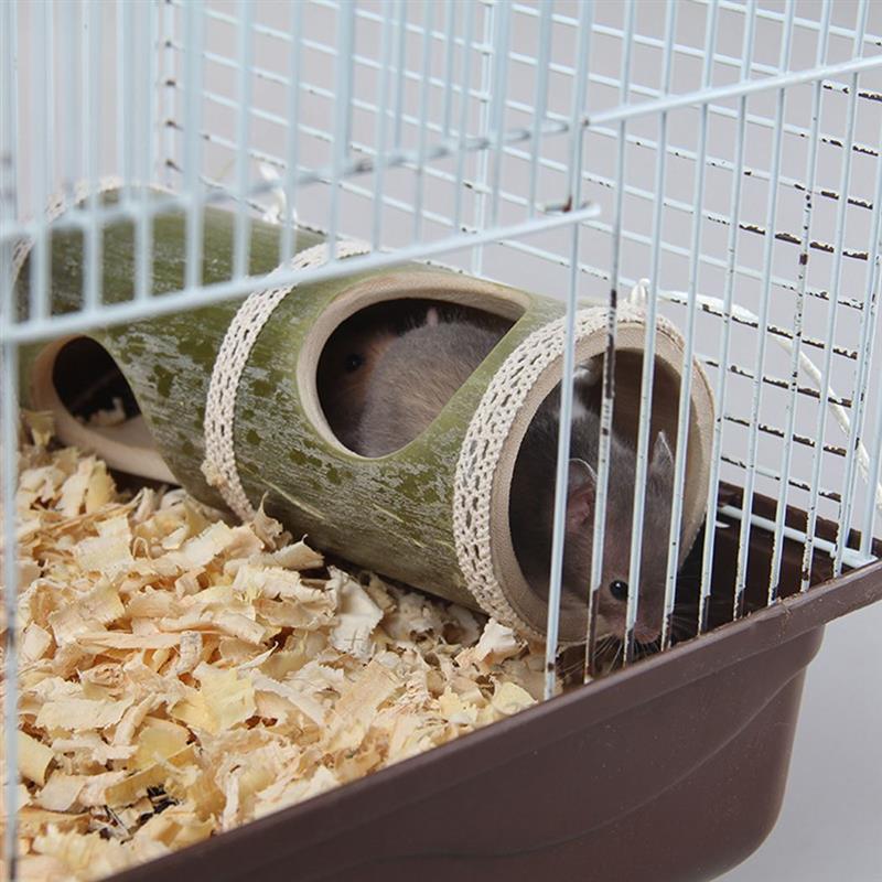 Hamster Toy Natural Bamboo Hamster House Tunnel Tube Toy For Mouse Hamster Small Pet Nest Hideout Bed House-ebowsos