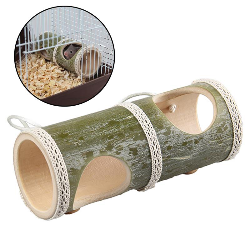 Hamster Toy Natural Bamboo Hamster House Tunnel Tube Toy For Mouse Hamster Small Pet Nest Hideout Bed House-ebowsos