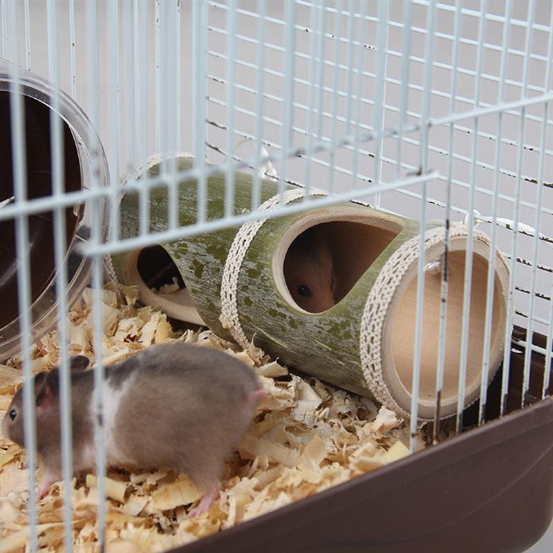 Hamster Toy Natural Bamboo Hamster House Tunnel Tube Toy For Mouse Hamster Small Pet Nest Hideout Bed House-ebowsos