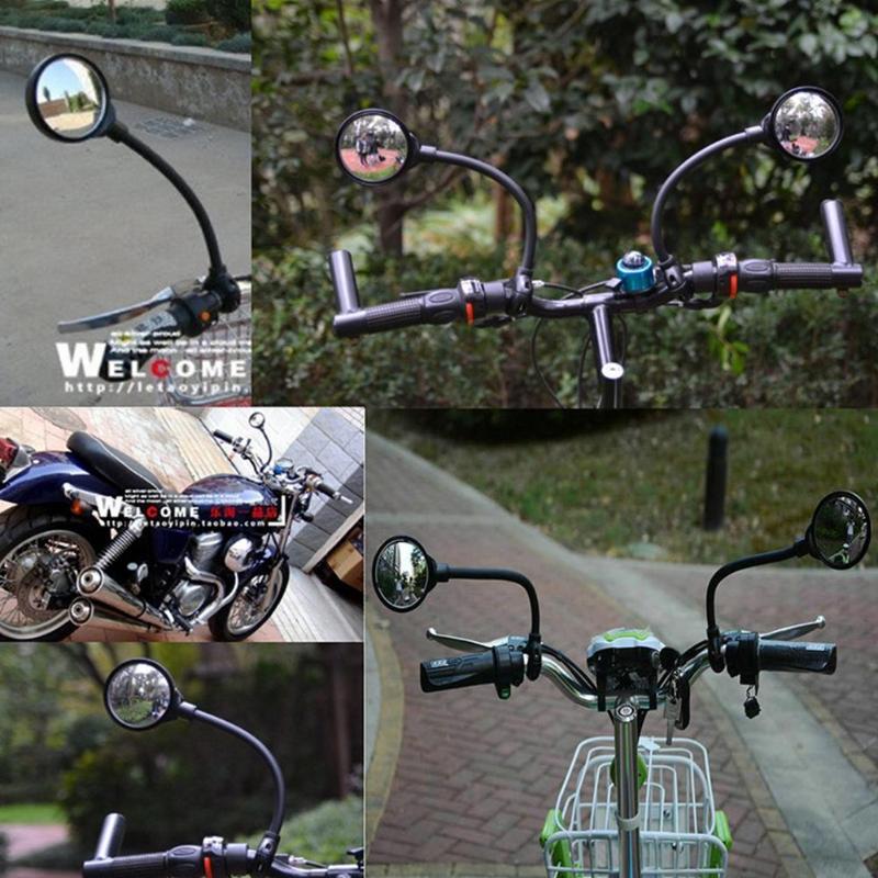 Handlebar Bicycle Rear View Mirror Flexible MTB Safety Excellent Durable Plexiglass ABS Process Round Left/Right Mirror-ebowsos