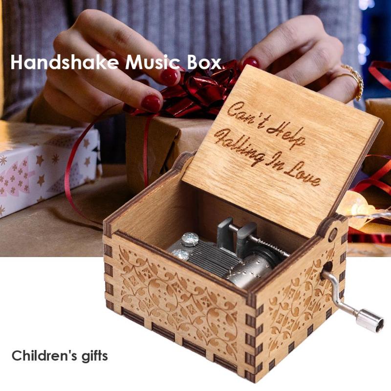 Handmade Wooden Carving Music Box Romantic Theme Birthday Gifts Decoration Original Hand Crank Music Boxes Dropshipping - ebowsos