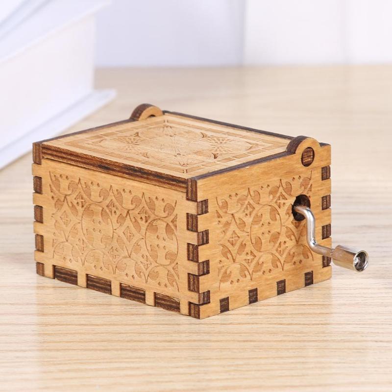 Handmade Wooden Carving Music Box Romantic Theme Birthday Gifts Decoration Original Hand Crank Music Boxes Dropshipping - ebowsos