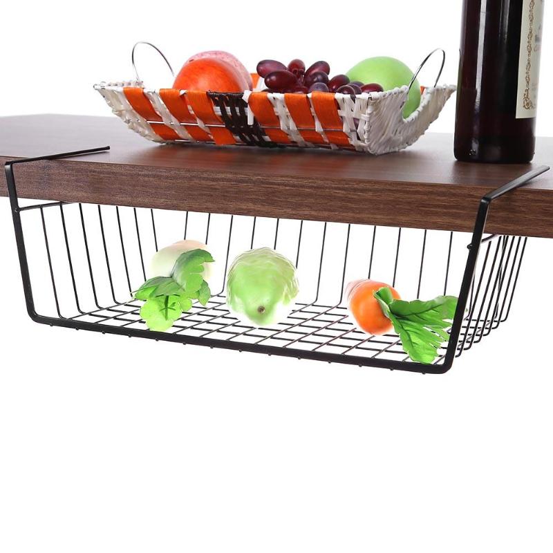 Hanging Under Cupboard Iron Storage Shelf Mesh Basket Kitchen Rack Chopping Block Rack Cutting Board Towel Holder Cabinet Door - ebowsos