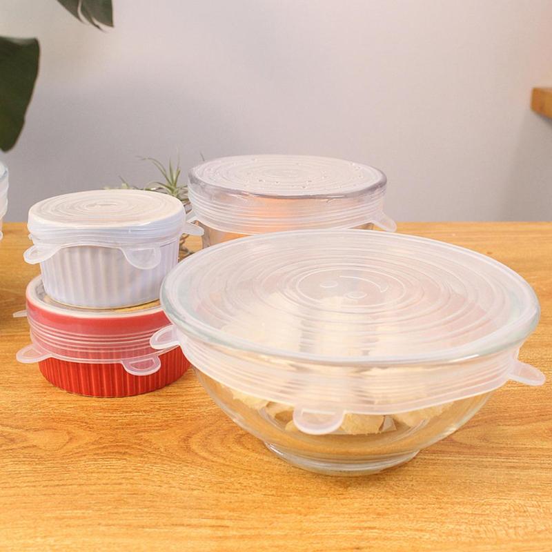 Heat Resistant Reusable Stretch Silicone Lids Food Wrap Bowl Pot Pan Cover - ebowsos