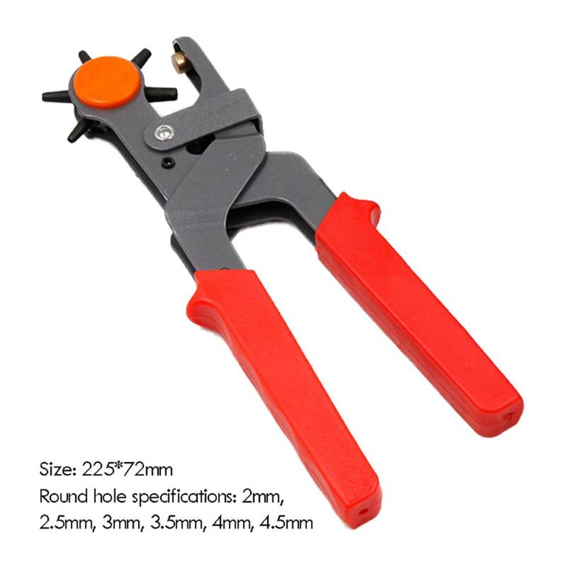 Heavy Duty Strap Leather Hole Punch ABS Plastic Handle Anti-Skid Thickening Gasket Hand Pliers Belt Punch Revolving DIY Tools - ebowsos