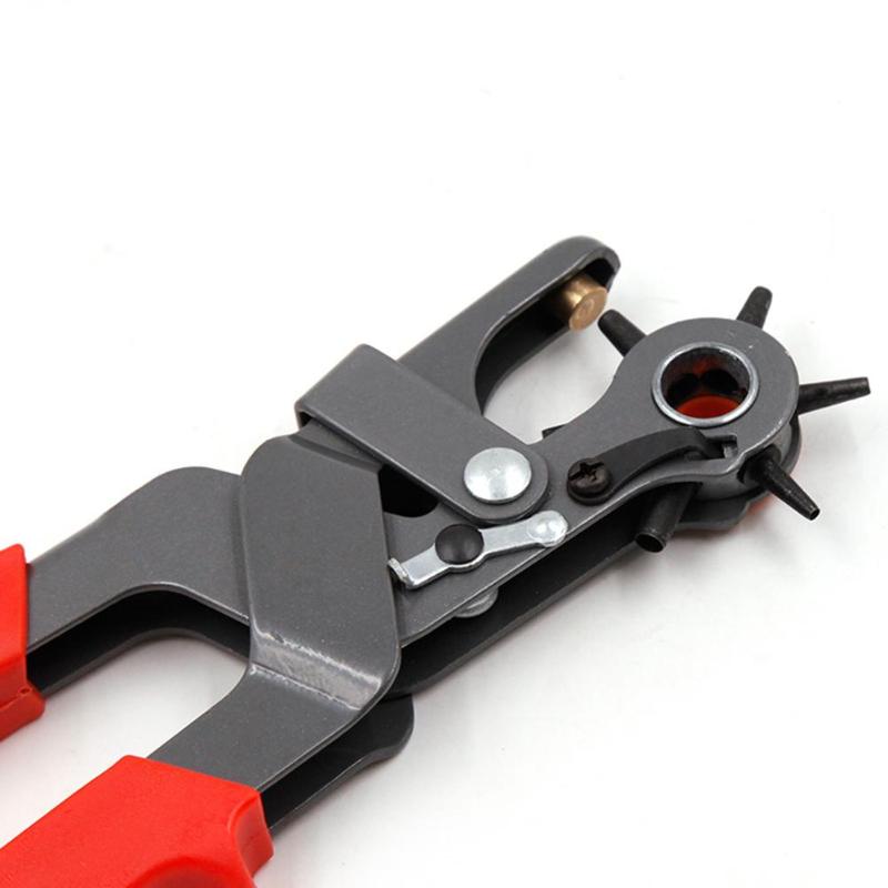 Heavy Duty Strap Leather Hole Punch ABS Plastic Handle Anti-Skid Thickening Gasket Hand Pliers Belt Punch Revolving DIY Tools - ebowsos