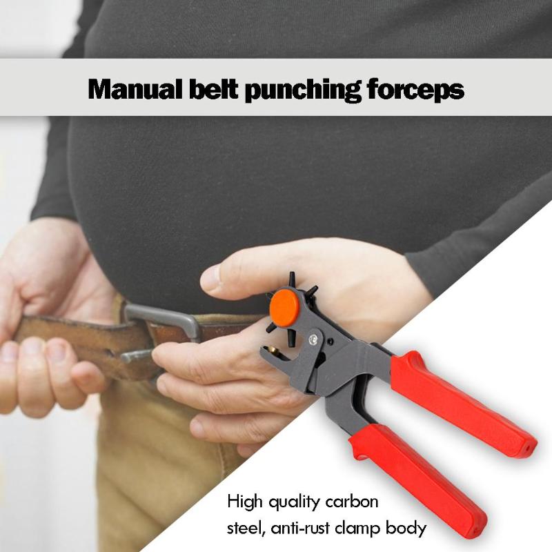 Heavy Duty Strap Leather Hole Punch ABS Plastic Handle Anti-Skid Thickening Gasket Hand Pliers Belt Punch Revolving DIY Tools - ebowsos