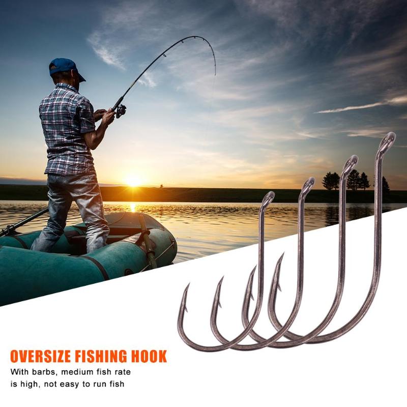 High Carbon Steel Super Large Carp Fishing Hooks in Fly Jig Big Barbed Hook Multifunction New Practical Silver Fishhook-ebowsos