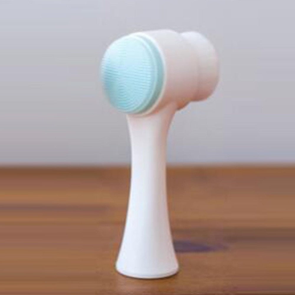 High Quality 3D Wash Brush Face Deep Cleansing Soft Hair Stand Double Side Silicone Massage - ebowsos