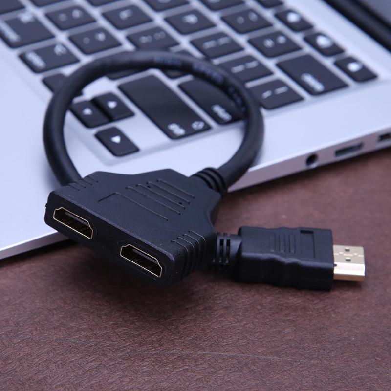 High Quality HDMI Splitter Cable 1 Male To Dual HDMI 2 Female Y Splitter Adapter in HDMI HD LED LCD TV - ebowsos