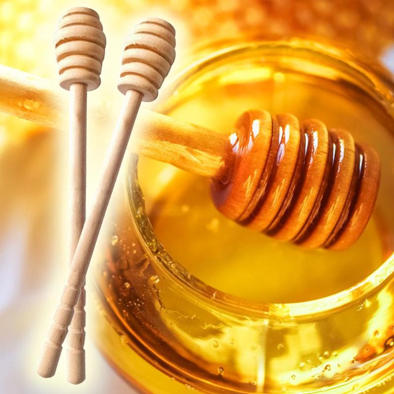 High Quality Honey Stir Bar Mixing Handle Jar Spoon Practical 1Pc Wood Dipper Honey Long Stick Supplies Honey Kitchen Tools hot - ebowsos