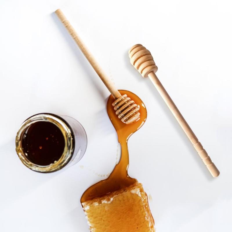 High Quality Honey Stir Bar Mixing Handle Jar Spoon Practical 1Pc Wood Dipper Honey Long Stick Supplies Honey Kitchen Tools hot - ebowsos