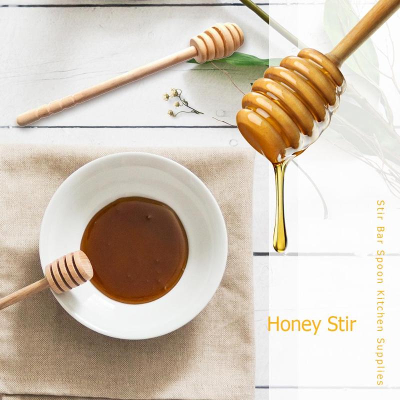 High Quality Honey Stir Bar Mixing Handle Jar Spoon Practical 1Pc Wood Dipper Honey Long Stick Supplies Honey Kitchen Tools hot - ebowsos