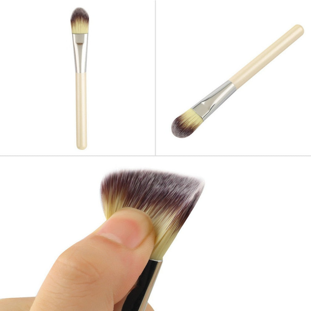 High Quality Hot Professional imitation pearl White Wooden Handle Foundation Brush Make Up Brush - ebowsos
