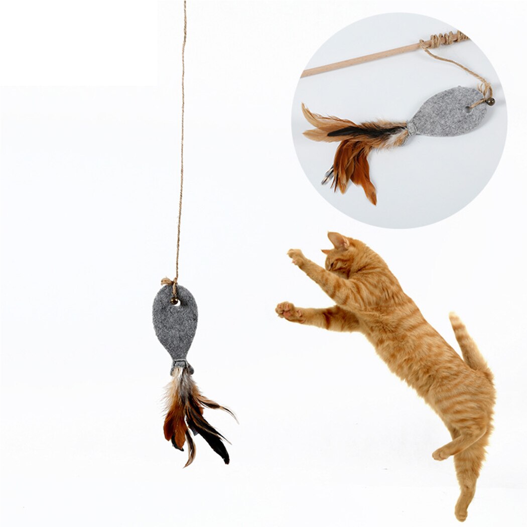 High Quality Pet Cat Toy Newly Design Bird Feather Plush Plastic Toy for Cats Cat Catcher Teaser Interactive Toy-ebowsos