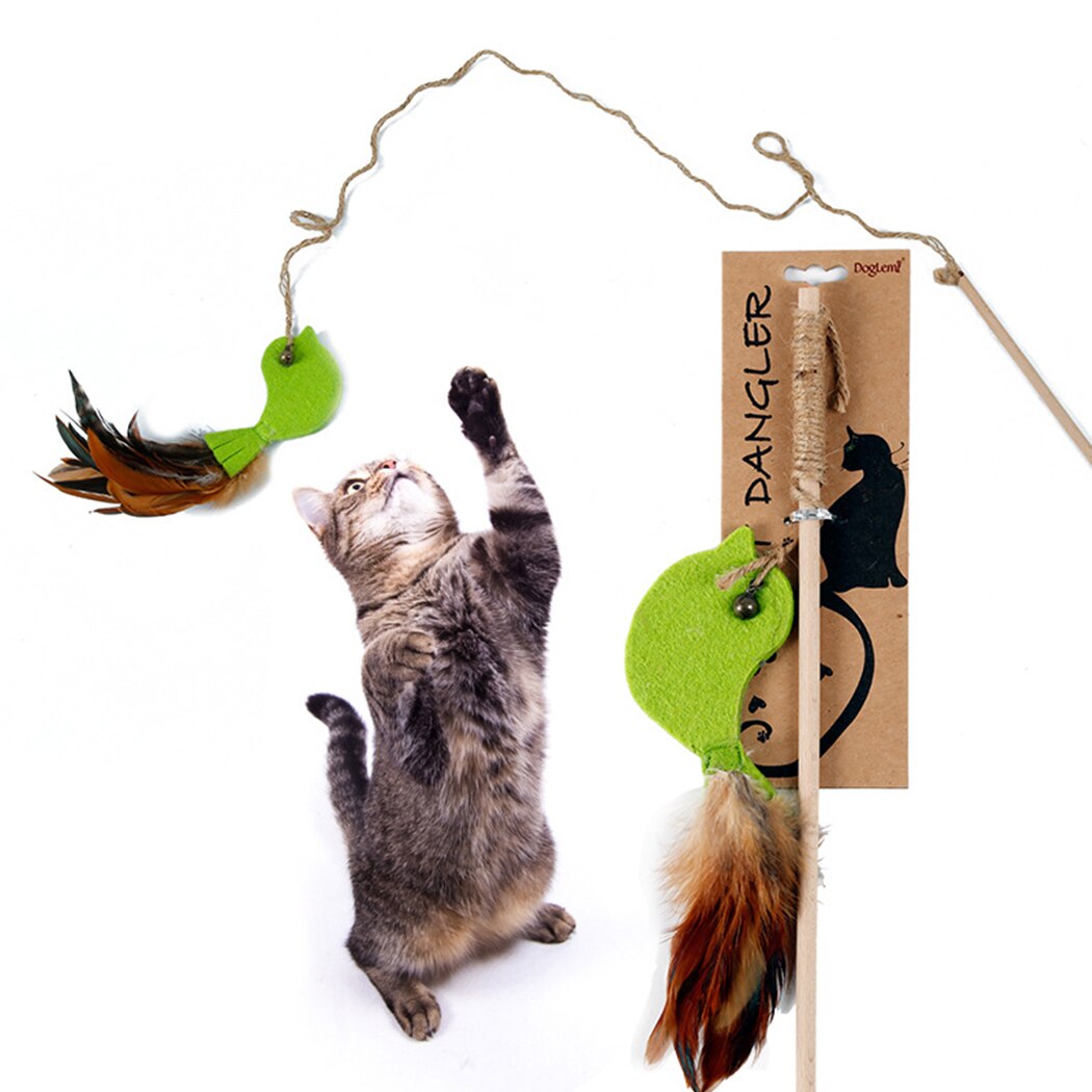 High Quality Pet Cat Toy Newly Design Bird Feather Plush Plastic Toy for Cats Cat Catcher Teaser Interactive Toy-ebowsos