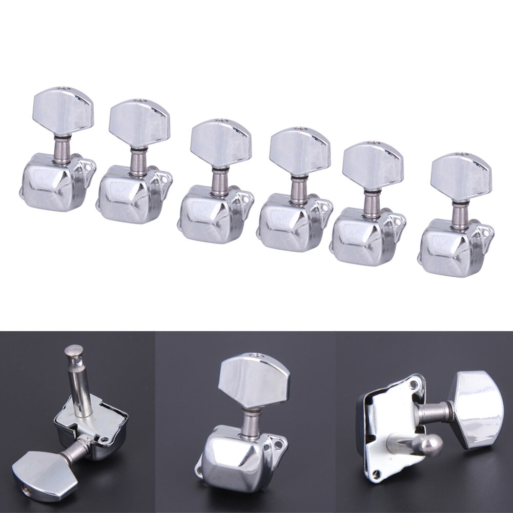 High Quality Semiclosed Guitar String Tuning Pegs Tuners Machine Heads 3L3R Silver Guitar String Kit Guitar Parts & Accessories-ebowsos