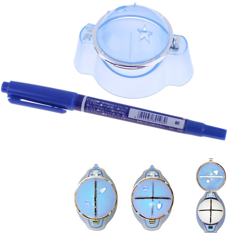 High quality Plastic Golf Ball Liner Marker Template Drawing Alignment Tool Plastic + Pen Blue Golf Training Accessories-ebowsos