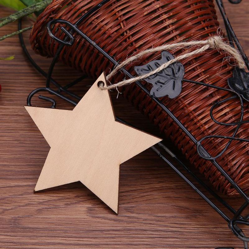 Hollow Five Pointed Star Hanging Pendant Christmas Decor with Hemp Rope 8cm - ebowsos