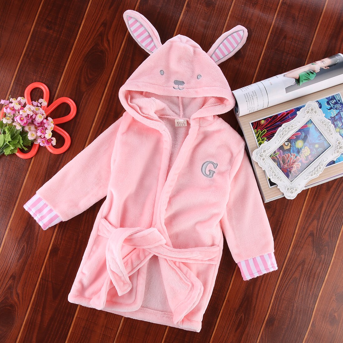 Hooded Baby Infant Girl Boy Cotton Bath Towel Wrap Bathrobe Cute Cartoon Mouse/Panda/Bunny Design 1-5Y - ebowsos